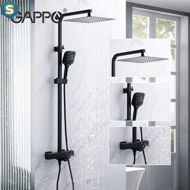 Душевая система Gappo G2417-60 термостат, излив - переключатель на лейку, черный, Черный матовый