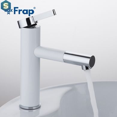 F1052-14 Змішувач для умивальника поворотний аератор гайка білий/хром &Oslash;35 Frap 1/10, Білий