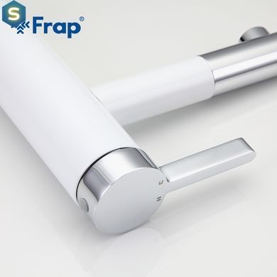 F1052-14 Змішувач для умивальника поворотний аератор гайка білий/хром &Oslash;35 Frap 1/10, Білий