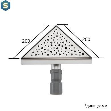 Трап для душу кутовий Gappo G82020-1, нержавіюча сталь, 200x200 мм
