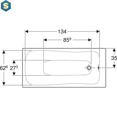Ванна акриловая Geberit Selnova 150x70 554.281.01.1 + ножки, Белый