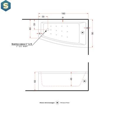 Ванна акрилова Gruppo Treesse Asyx 160x90 V8261DX+V8260F