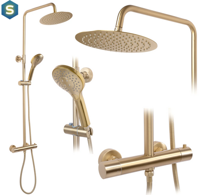 Душевая система Rea Vincent с термостотом brushed gold REA-P6602, Золотой