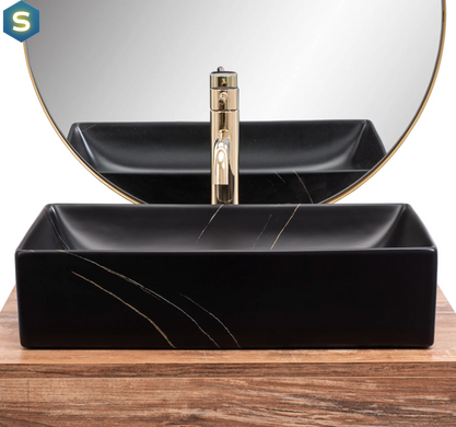 Умывальник Rea Inga накладной black marble mat REA-U8006, Черный матовый