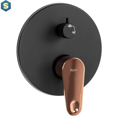 Душевая система скрытого монтажа Rea Mild + Box black rose gold REA-P9143, Черный/золото