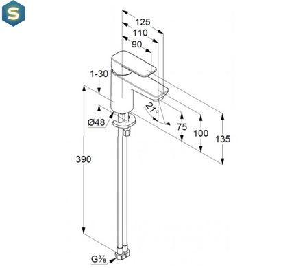 Змішувач для умивальника Kludi Pure&Style 75 DN 15 400280575