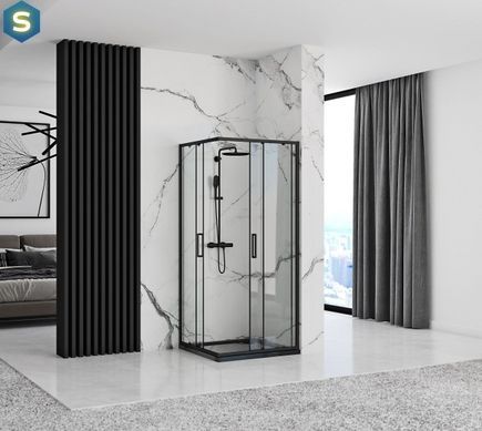 Душова кабіна Rea Punto 80x80 black REA-K4800, Чорний/золото, Універсальна, прозорий