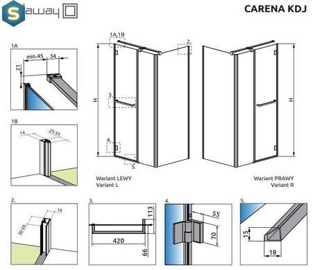 Душова кабіна Radaway Carena KDJ 100Lx90x195 34444-01-08NL
