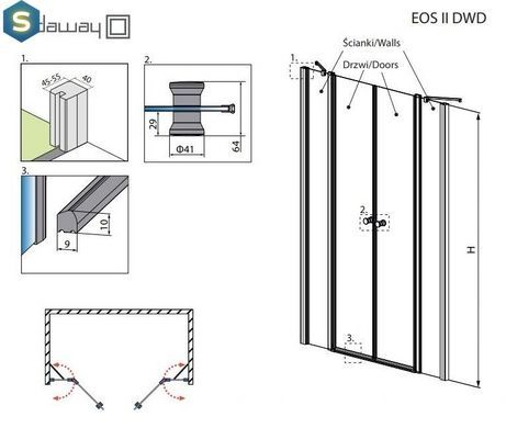Душові двері Radaway Eos II DWD 180 см №2 3799930-01-01 + 3799870-01-01