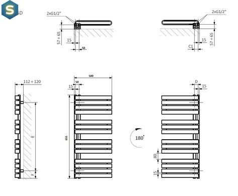 Рушникосушка водяна Terma 655x500 Warp S WGWAS065050K742GD, Каппучино
