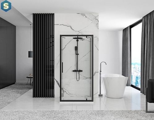 Душевая кабина Rea Rapid Swing 70x80 black пристенная REA-KPL-009946, Черный матовый, Универсальная, прозрачный, черный матовый