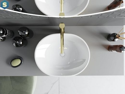 Умивальник Mexen Viki brushed gold white накладний MEX-21054817, Золотий