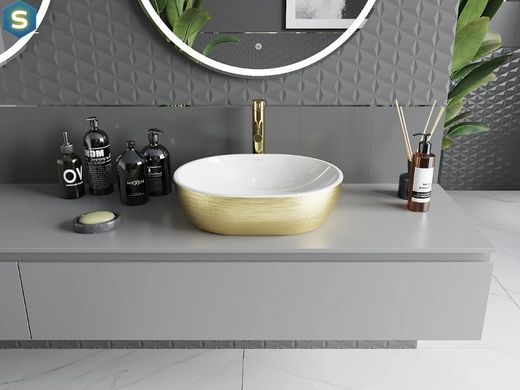 Умивальник Mexen Viki brushed gold white накладний MEX-21054817, Золотий