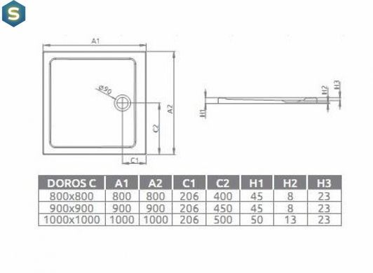 Душовий піддон Radaway Doros Plus C 100 SDRPC1010-01