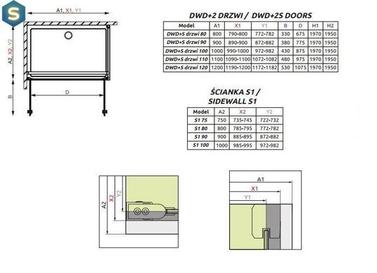 Душова кабіна Radaway EOS II DWD+S 110x75Lx197 3799493-01+3799409-01L