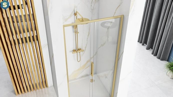 Душевая дверь Rea Rapid Slide 120 brashed gold REA-K4709, прозрачный, золотой