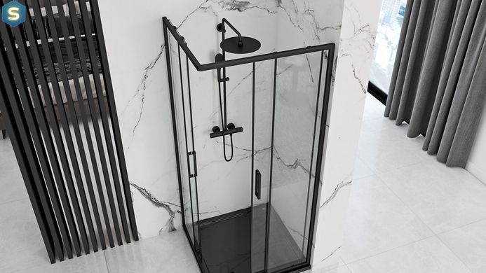 Душова кабіна Rea Punto 80x80 black REA-K4800, Чорний/золото, Універсальна, прозорий