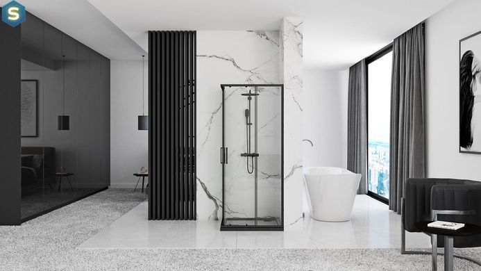 Душова кабіна Rea Punto 80x80 black REA-K4800, Чорний/золото, Універсальна, прозорий