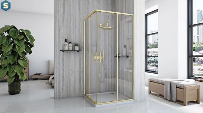 Душевая кабина Rea City 80x80 brushed gold REA-K6444, Золотой, Универсальная, золотой