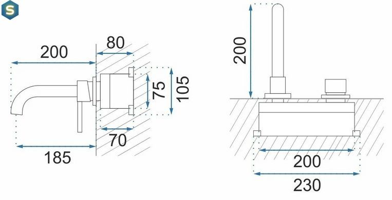 Змішувач для умивальника Rea Lungo Long brushed copper + BOX прихованого монтажу REA-B4601, Теплый закат