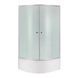 Душова кабіна Latwa SC90x90.SAT.HIGH.FR полукругла, скло Frost 4 мм + Душовий піддон Kapielka ST90x90x41, з панеллю Lidz, Хром матовий, Універсальна, матовий